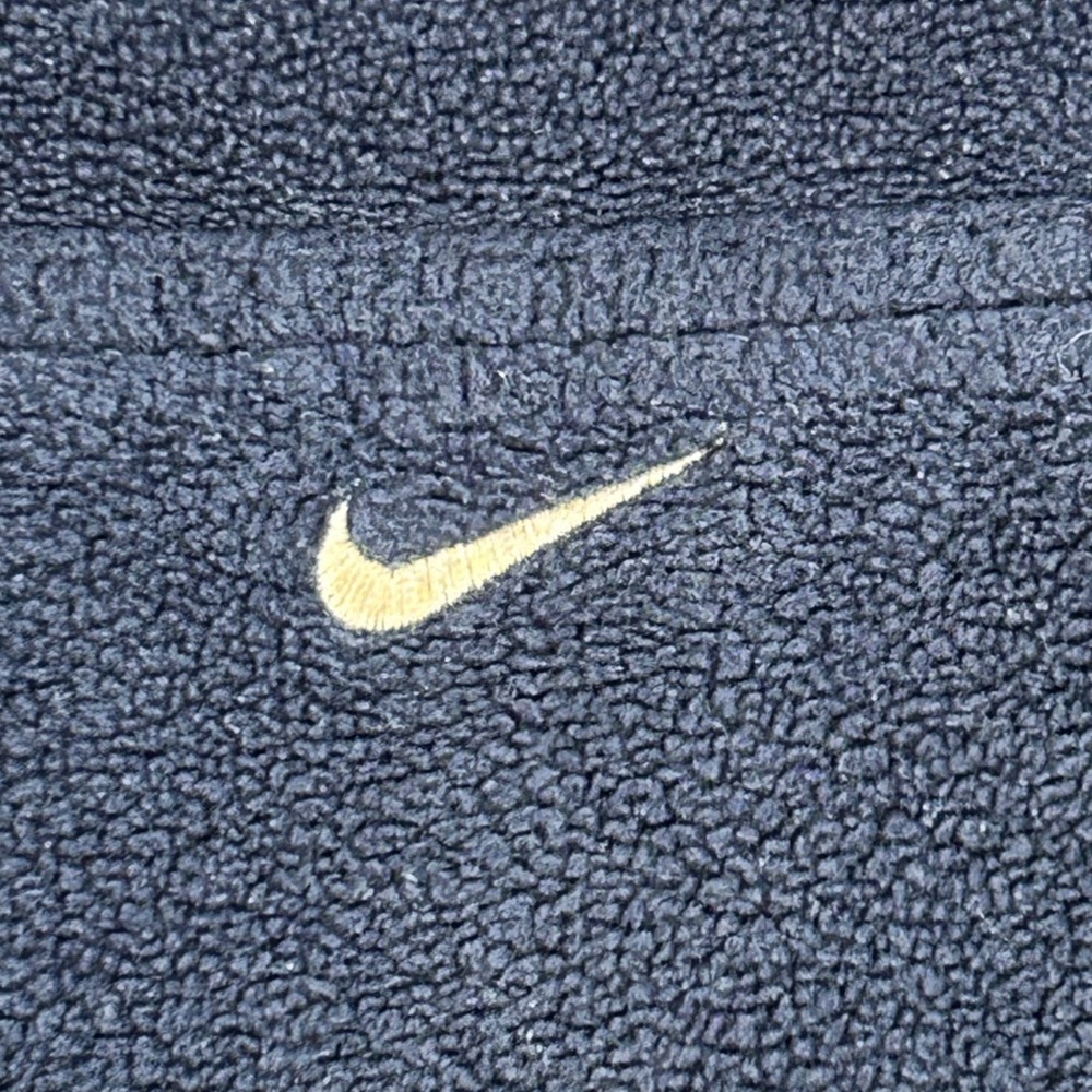 Vintage Nike Fleece Hoodie Navy Blue Arched Spellout Swoosh Mens XXL Pullover - Picture 2 of 11